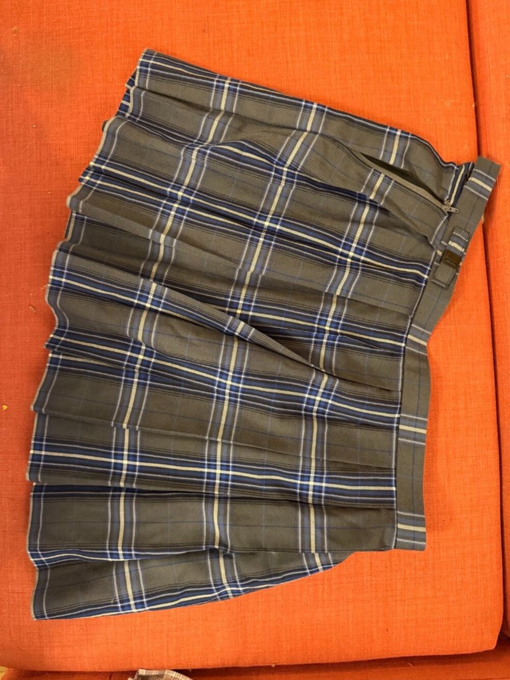Plaid JK School Pleated Mini Skirt - Blue-Grey